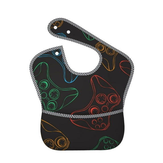 Susaid Gamepad Joystick Game Print Bibs for Babies Toddlers Adjustable Waterproof Free Soft Durable Bibs for eating with Large Pocket Food Catcher