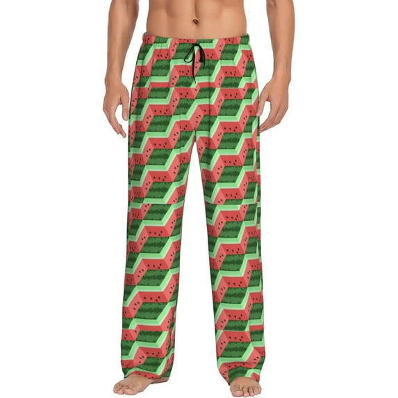 Susaid Geometric Watermelon Print Mens Pajama Pants Set Sleep & Lounge Pants, PJ Bottoms with Pockets and Button Fly-XX-Large