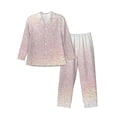 thumbnail image 1 of Susaid Glitter Light Pearl Print Men's Long Sleeve Pajama Set, Two-Piece Button-Down Loungewear PJs Set, Comfortable Sleepwear for Relaxation-Medium, 1 of 7