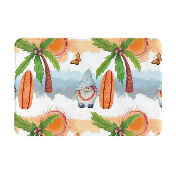 Susaid Gnome and Surfing Print Doormat,Porch Decor,Housewarming Decor Gift Doormat,Funny Flannel Floor Mat,Funny Doormat 24x16 Inch