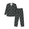 thumbnail image 1 of Susaid Gold Snowflake Christmas Tree Print Men's Long Sleeve Pajama Set, Two-Piece Button-Down Loungewear PJs Set, Comfortable Sleepwear for Relaxation-Small, 1 of 7