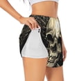 thumbnail image 1 of Susaid Gothic Winged Skull Print Women's High Waisted Running Shorts Quick Dry Athletic Gym Track Workout Shorts Zip Pocket-XX-Large, 1 of 7