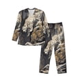 thumbnail image 1 of Susaid Graceful Snow Leopard Print Men's Long Sleeve Pajama Set, Two-Piece Button-Down Loungewear PJs Set, Comfortable Sleepwear for Relaxation-X-Large, 1 of 7