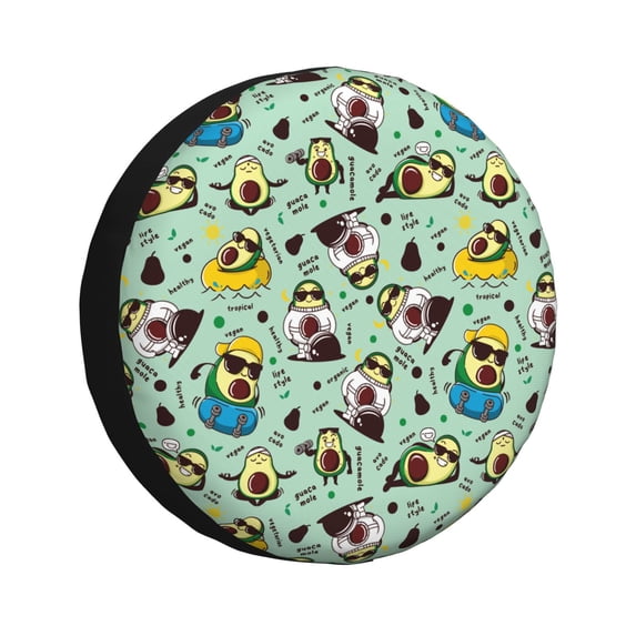 Susaid Green Cute Avocado Print Water Proof Spare Tire Cover Wheel Tire Dust-proof Cover Fit Trailer, RV, SUV and Many Vehicle-14 inch