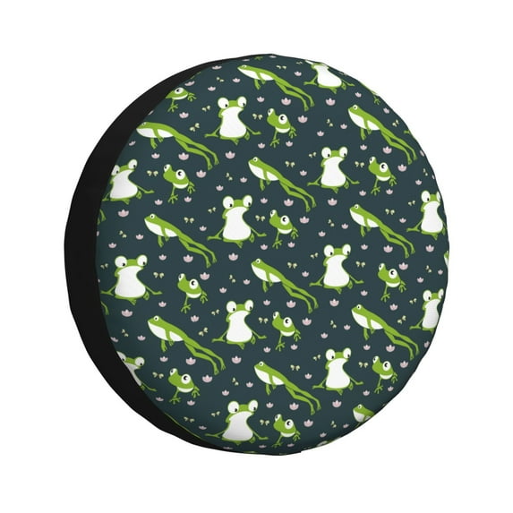 Susaid Green Frogs Print Tire Covers,Waterproof Anti-UV Snow Sun Rain Tire Covers for RV,Truck, SUV, Trailer, Camper-17 inch