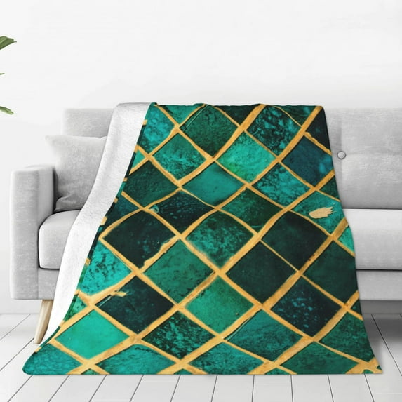 Susaid Green Mosaic Glass Print Microfiber Cleaning Cloth, Multi-Functional Cleaning Towels, Highly Absorbent Cleaning Rags,Cleaning Cloths for Car Kitchen Home-80"x60"