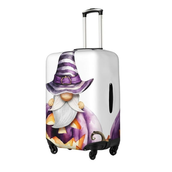 Susaid Halloween Gnome With Pumpkins Print Elastic Washable Suitcase Cover with Hidden Zipper, Fits 18-32 Inch Luggage for Protection During Travel-X-Large