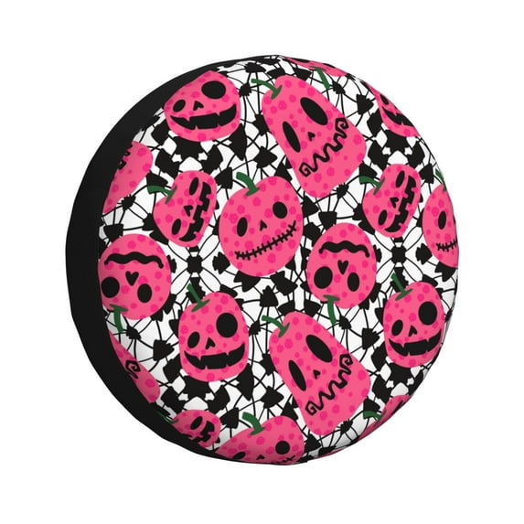 Susaid Halloween Pumpkins Print Water Proof Spare Tire Cover Wheel Tire Dust-proof Cover Fit Trailer, RV, SUV and Many Vehicle-17 inch