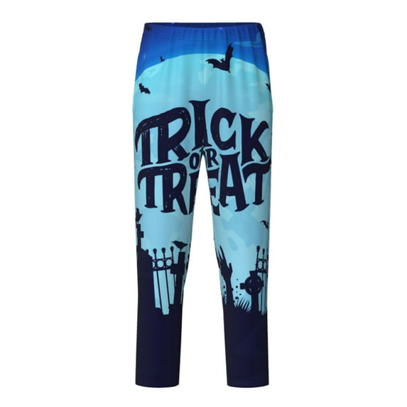 Susaid Halloween Trick Or Treat Print Soft Teen Sleep Pants, Long Pajama Bottoms with Two Pockets and Elastic Waist, Designed for Ages 5-16-Small
