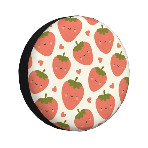 Susaid Hand Drawn Strawberry Print Water Proof Spare Tire Cover Wheel Tire Dust-proof Cover Fit Trailer, RV, SUV and Many Vehicle-14 inch