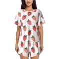 thumbnail image 1 of Susaid Hand Drawn Strawberry Print Women's Pajama Set, Button-Up Sleepwear with Elastic Waist Shorts, Perfect for Lounging, Yoga, Beach, and Casual Wear-X-Large, 1 of 7