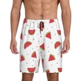 thumbnail image 1 of Susaid Hand Drawn Watermelon Print Mens Shorts, Breathable Lounge Sleepwear Set with Elastic Waistband and Pockets-Small, 1 of 6