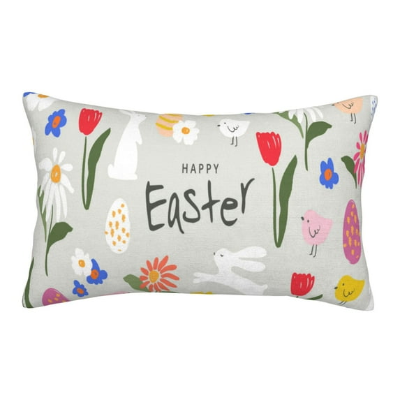 Susaid Happy Easter Print Pillowcases Multiple Size, Pillow Cover Super Soft Envelope Closure Standard Pillow Case-14"x20"