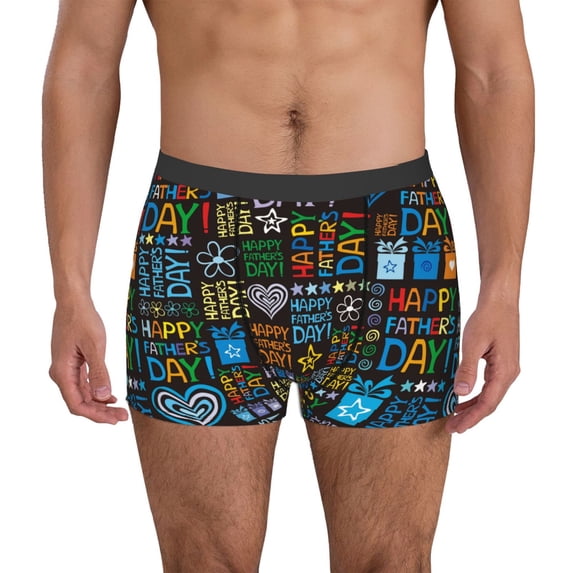 Susaid Happy Father Day Print Men's Mesh Boxer Briefs Cooling Breathable Sports Underwear Wide Waistband Boxer Briefs W/Fly-Medium