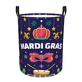 thumbnail image 1 of Susaid Happy Mardi Gras Print Waterproof Oxford Cloth Storage Circular Laundry Hamper BasketCapacity for Home-Medium, 1 of 6