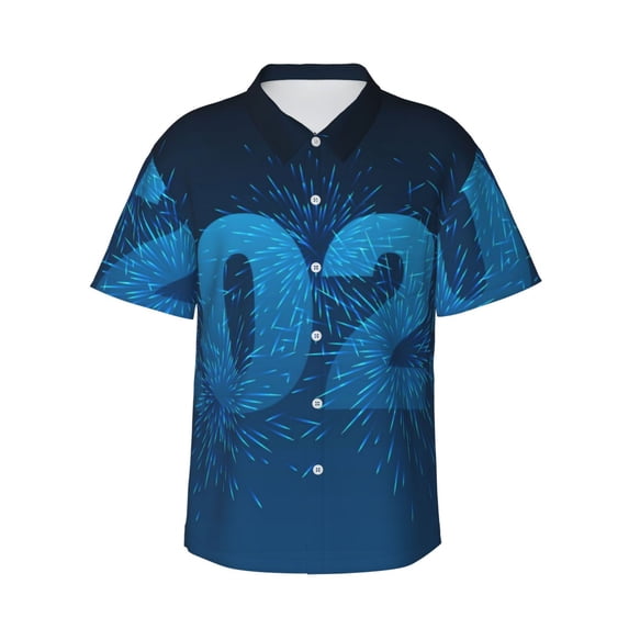 Susaid Happy New Year 2025 A Print Short Sleeve Shirts Button Down Casual Shirts Summer Beach Aloha Button Down Short Sleeve for Men ,X-Large
