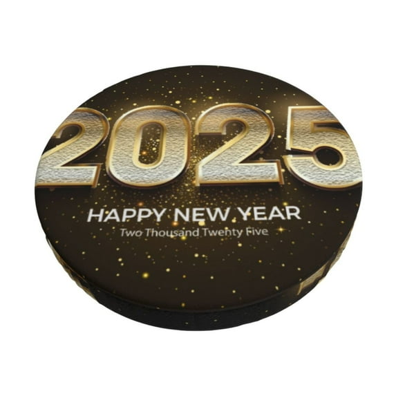 Susaid Happy New Year 2025 E Print Elastic Bar Stool Cover Personalized Washable Stool Cover for Barbershop Home Bar Kitchen-12 inch