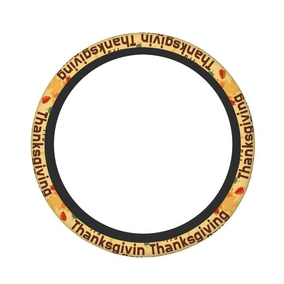 Susaid Happy Thanksgiving Day Print Elastic Car Steering Wheel Cover, 15 Inches Breathable Vehicle Steer Wheel Protector, Universal for SUV, Truck