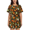 thumbnail image 1 of Susaid Harvest Pumpkins Print Women's Pajama Set, Button-Up Sleepwear with Elastic Waist Shorts, Perfect for Lounging, Yoga, Beach, and Casual Wear-4X-Large, 1 of 7