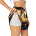 thumbnail image 1 of Susaid Hawaiian Sunset Beach Print Women's High Waisted Running Shorts Quick Dry Athletic Gym Track Workout Shorts Zip Pocket-XX-Large, 1 of 7