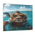 thumbnail image 1 of Susaid Hawaiian Swimming Lion Pattern Canvas Wall Decor Poster Framed Artwork Decoration for Bedroom Home Office Ready to Hang,Horizontal, 1 of 6