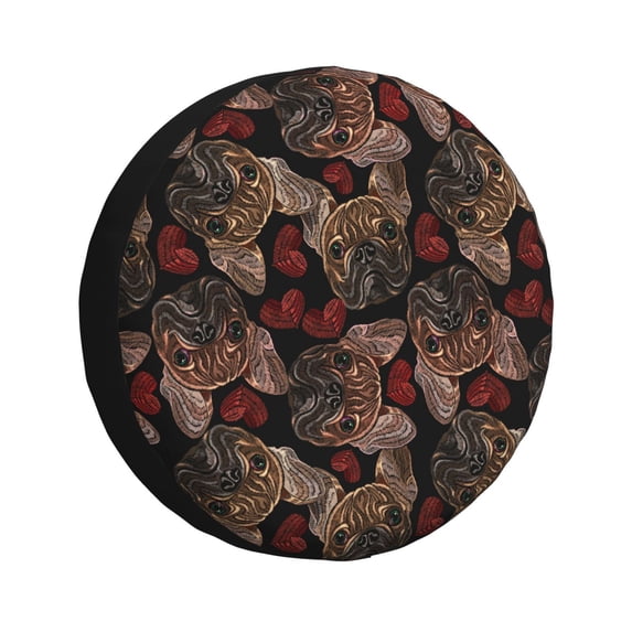 Susaid Hearts and French Bulldog Print Tire Covers,Waterproof Anti-UV Snow Sun Rain Tire Covers for RV,Truck, SUV, Trailer, Camper-14 inch