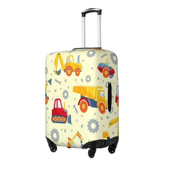 Susaid Heavy Equipment Print Elastic Washable Suitcase Cover with Hidden Zipper, Fits 18-32 Inch Luggage for Protection During Travel-X-Large