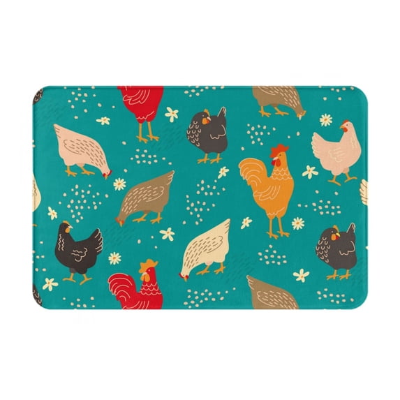 Susaid Hens And Rooster Print Doormat,Porch Decor,Housewarming Decor Gift Doormat,Funny Flannel Floor Mat,Funny Doormat 24x16 Inch