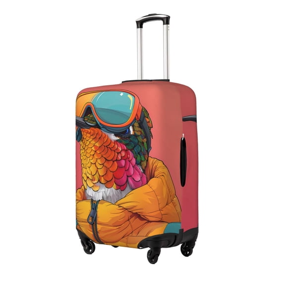 Susaid Hip Hummingbird In Jacket Print Elastic Washable Suitcase Cover with Hidden Zipper, Fits 18-32 Inch Luggage for Protection During Travel-Large
