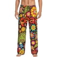 thumbnail image 1 of Susaid Hippie Peace Love Print Mens Pajama Pants Set Sleep & Lounge Pants, PJ Bottoms with Pockets and Button Fly-Large, 1 of 6