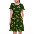 thumbnail image 1 of Susaid Hohey Bee Pattern Women's Casual Floral Print Crewneck Short Sleeve A Line Boho Maxi Dress, 1 of 6
