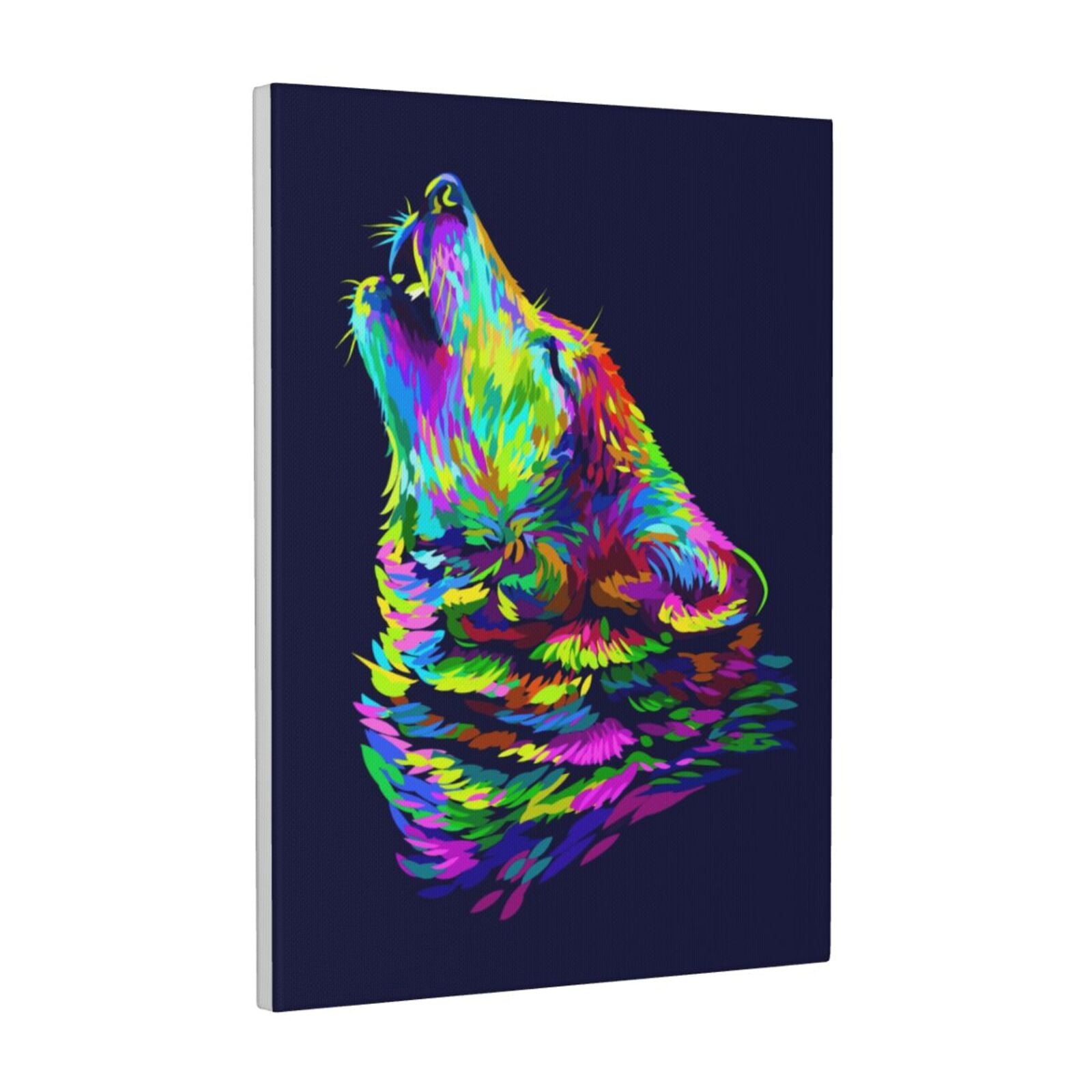 Susaid Howling Wolf Pattern Vertical Canvas Wall Decor 12x16in ...