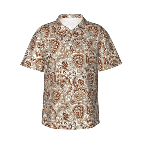 Susaid Indian Paisley1 Print Hawaiian Shirts for Men Women,Hawaiian Summer Short-Sleeve Casual Relaxed-Fit Button-Down,3X-Large
