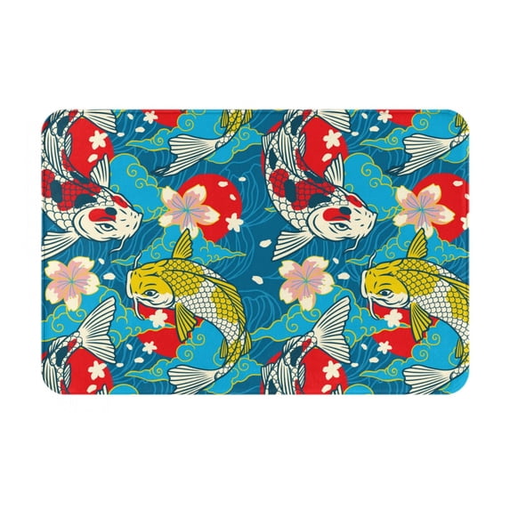 Susaid Japanese Koi Print Doormat,Porch Decor,Housewarming Decor Gift Doormat,Funny Flannel Floor Mat,Funny Doormat 24x16 Inch