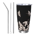 thumbnail image 1 of Susaid Japanese White Crane Print 20oz Car Cup,Insulated Coffee Cup Fully Spill Proof Travel Coffee Mug, Stainless Steel Tumbler for Work Home Outdoor Car-Straw Three-piece Set, 1 of 8