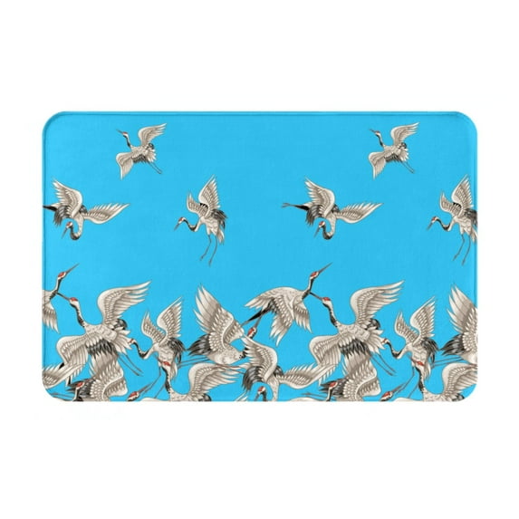 Susaid Japanese White Cranes Print Doormat,Porch Decor,Housewarming Decor Gift Doormat,Funny Flannel Floor Mat,Funny Doormat 24x16 Inch