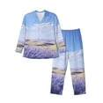 thumbnail image 1 of Susaid Lavender Fields Under Blue Sky Print Men's Long Sleeve Pajama Set, Two-Piece Button-Down Loungewear PJs Set, Comfortable Sleepwear for Relaxation-Large, 1 of 7