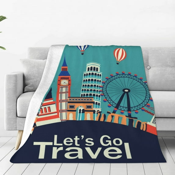 Susaid Let's go Travel Print Microfiber Cleaning Cloth, Multi-Functional Cleaning Towels, Highly Absorbent Cleaning Rags,Cleaning Cloths for Car Kitchen Home-80"x60"