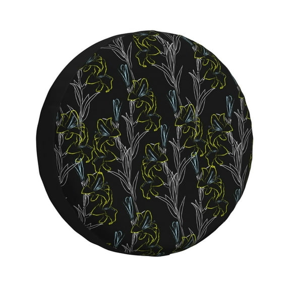 Susaid Lilies Flowers Print Water Proof Spare Tire Cover Wheel Tire Dust-proof Cover Fit Trailer, RV, SUV and Many Vehicle-15 inch