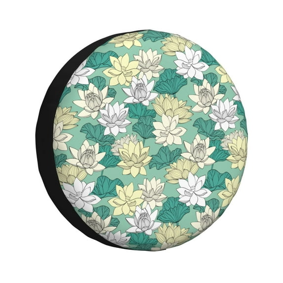 Susaid Lotus Flower1 Print Tire Covers,Waterproof Anti-UV Snow Sun Rain Tire Covers for RV,Truck, SUV, Trailer, Camper-17 inch