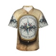 thumbnail image 1 of Susaid Magnetic Old Compass On World Map Print Hawaiian Shirts for Men Women,Hawaiian Summer Short-Sleeve Casual Relaxed-Fit Button-Down,3X-Large, 1 of 7