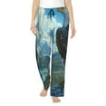 thumbnail image 1 of Susaid Majestic Eagle Over Castle Print Women Relaxing Pajama Pants Comfy Pj Bottoms Soft Printed Lounge Pant with Pockets, Home Pants-Large, 1 of 6
