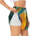 thumbnail image 1 of Susaid Mango In The Rain Print Women's High Waisted Running Shorts Quick Dry Athletic Gym Track Workout Shorts Zip Pocket-XX-Large, 1 of 7