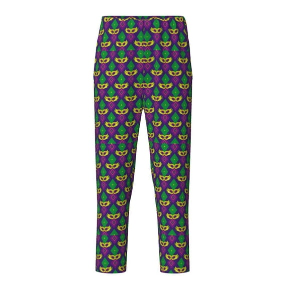 Susaid Mardi Gras Carnival3 Print Soft Teen Sleep Pants, Long Pajama Bottoms with Two Pockets and Elastic Waist, Designed for Ages 5-16-Small