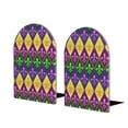 thumbnail image 1 of Susaid Mardi Gras4 Print Wooden Bookends Decorative Book Ends for Shelves Heavy Books Holder Organizer Non-Slip Desk Book End for Kids Room Office School 1 Pairs, 1 of 8