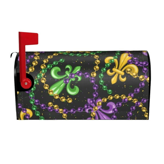 Susaid Mardi Gras6 Print Mailbox Covers,Magnetic Waterproof Oxford Mail Mailbox Cover,Covers for Garden Outdoor Decor-21x18 in