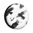 thumbnail image 1 of Susaid Monochrome Flying Ravens Print Water Proof Spare Tire Cover Wheel Tire Dust-proof Cover Fit Trailer, RV, SUV and Many Vehicle-17 inch, 1 of 6