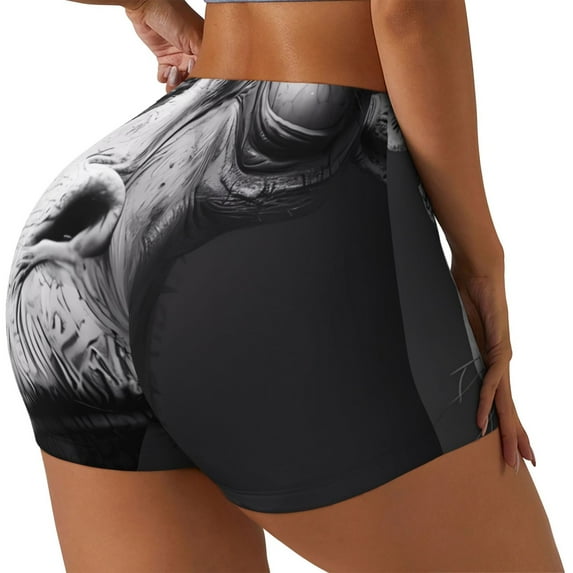 Susaid Monochrome Giraffe Expression Print Intensify Workout Shorts for Women Seamless Scrunch Short Gym Yoga Running Sport Active Exercise Fitness Shorts-X-Large