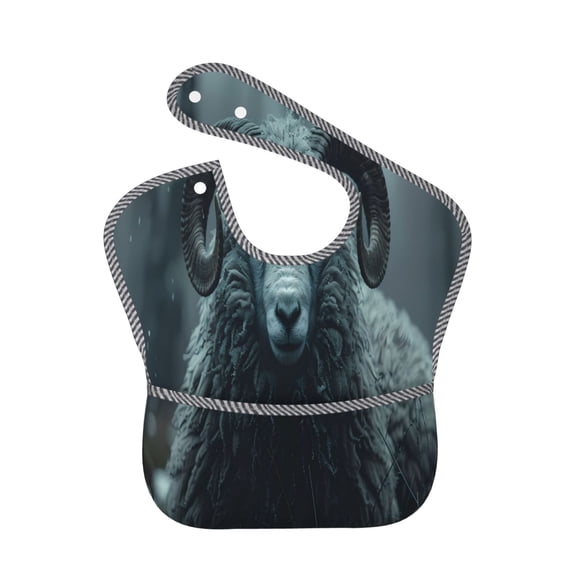Susaid Moody Ram Portrait Print Bibs for Babies Toddlers Adjustable Waterproof Free Soft Durable Bibs for eating with Large Pocket Food Catcher