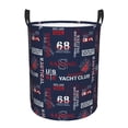 thumbnail image 1 of Susaid Nautical Style Sailboat Print Waterproof Oxford Cloth Storage Circular Laundry Hamper BasketCapacity for Home-Medium, 1 of 6